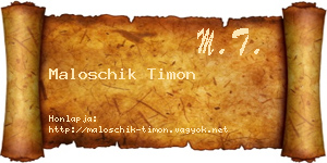 Maloschik Timon névjegykártya
